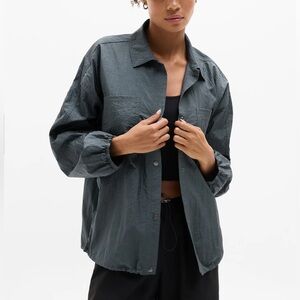 Athleta Lunar Sheen Shirt in the Dark Rinse color size Small